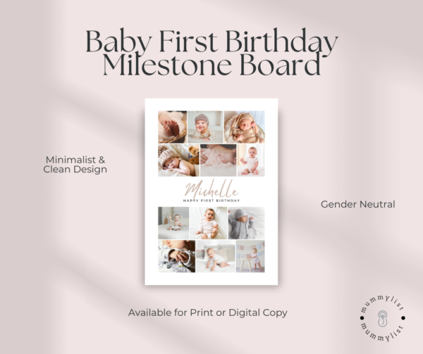 Minimalist & Gender Neutral 1st Birthday Milestone Board