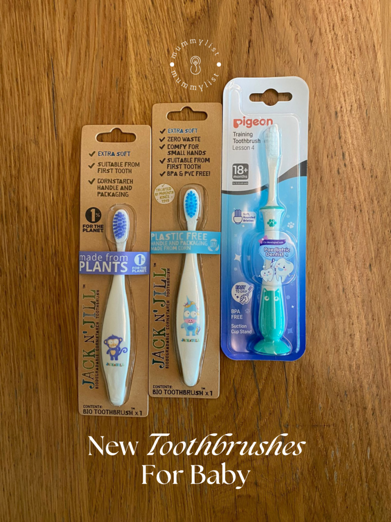 Soft bristled toothbrushes I got after baby's first dentist visit