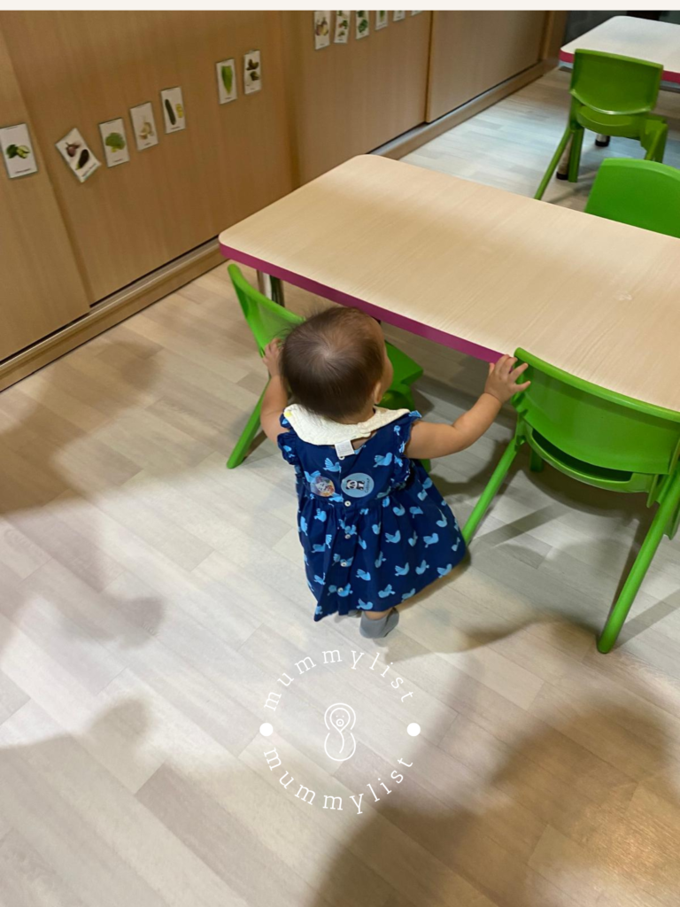Search for the best preschool in Singapore: Baby girl accompanying me on an open hour preschool tour