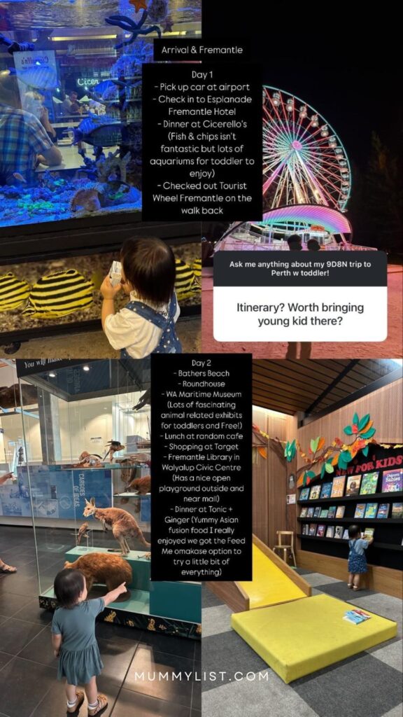 9D8N Perth Itinerary with Toddler: Day 1 and Day 2